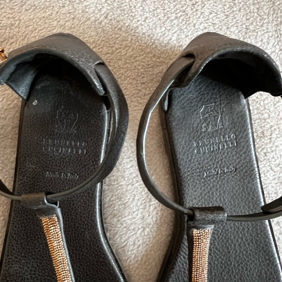 Brunello Cucinelli sandals, size 38, navy with rose gold color signature Monilli - Picture 3 of 7